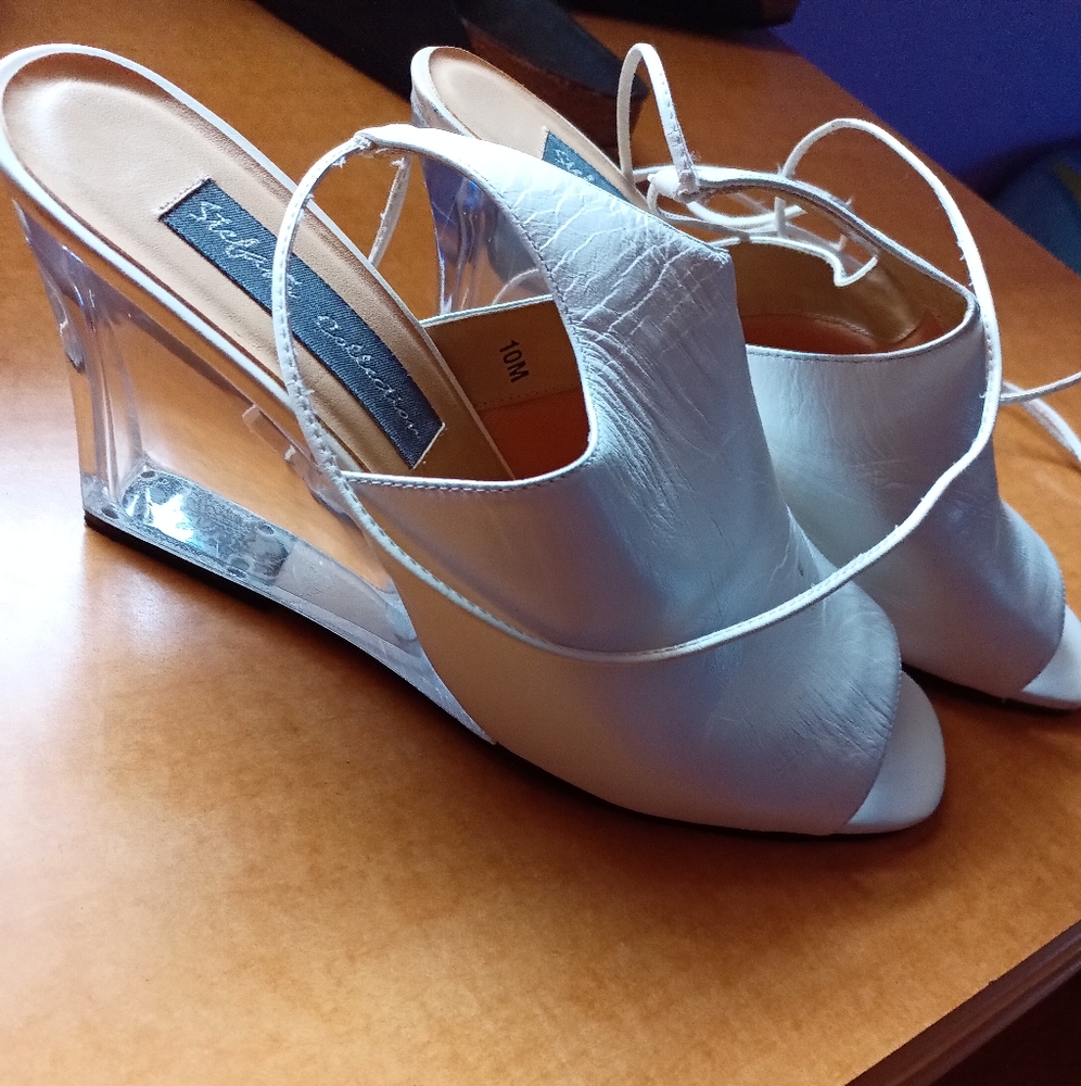 Pearl white tie up on your leg sandal